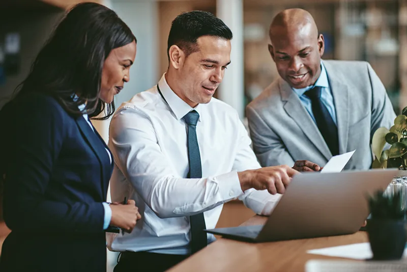 A diverse leadership team in a working session