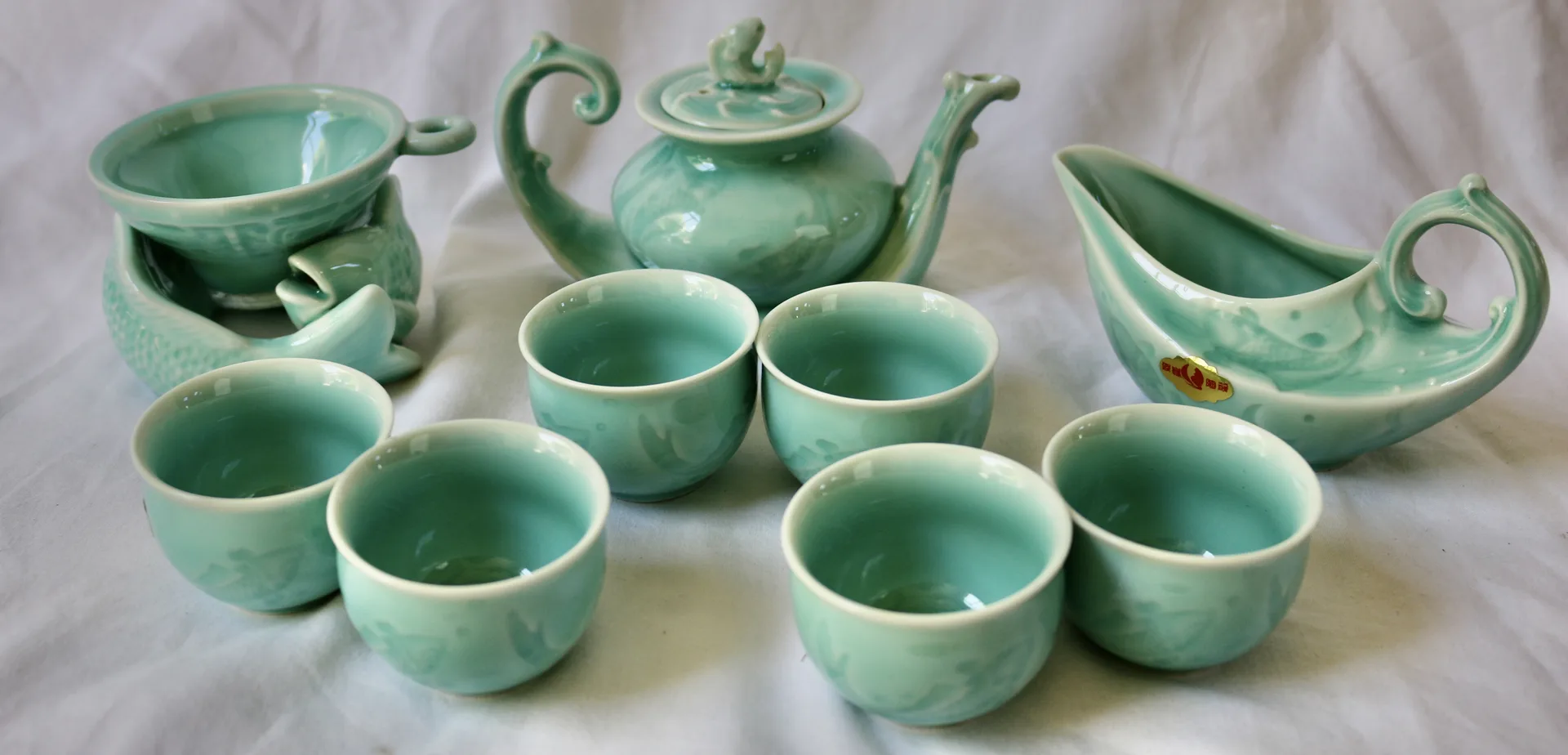 A celadon tea service