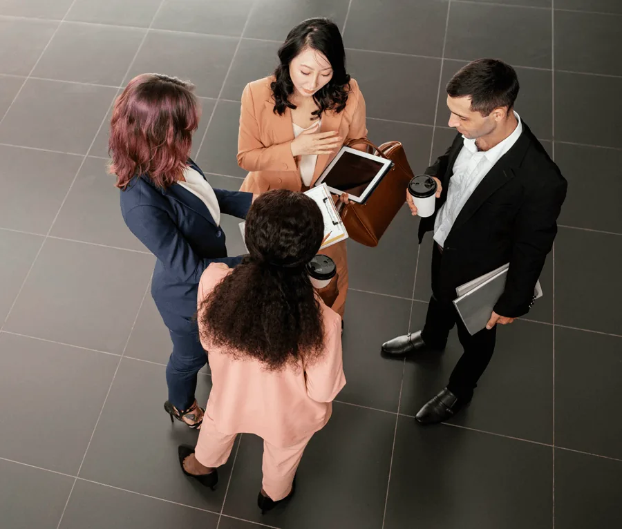 A leader presenting to her team